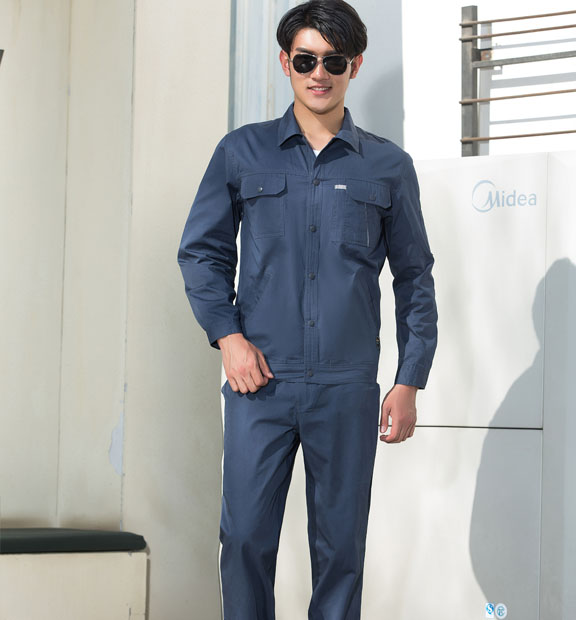 春秋季藍(lán)色純棉長(zhǎng)袖工作服套裝-SYX204#