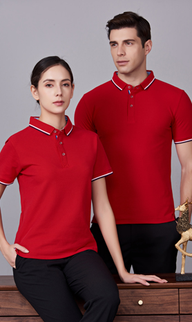 夏季藏大紅男女同款滌棉短袖翻領(lǐng)時(shí)尚T恤衫/polo衫-2788#